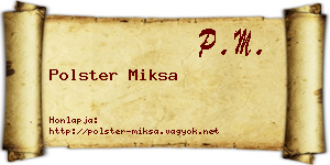 Polster Miksa névjegykártya